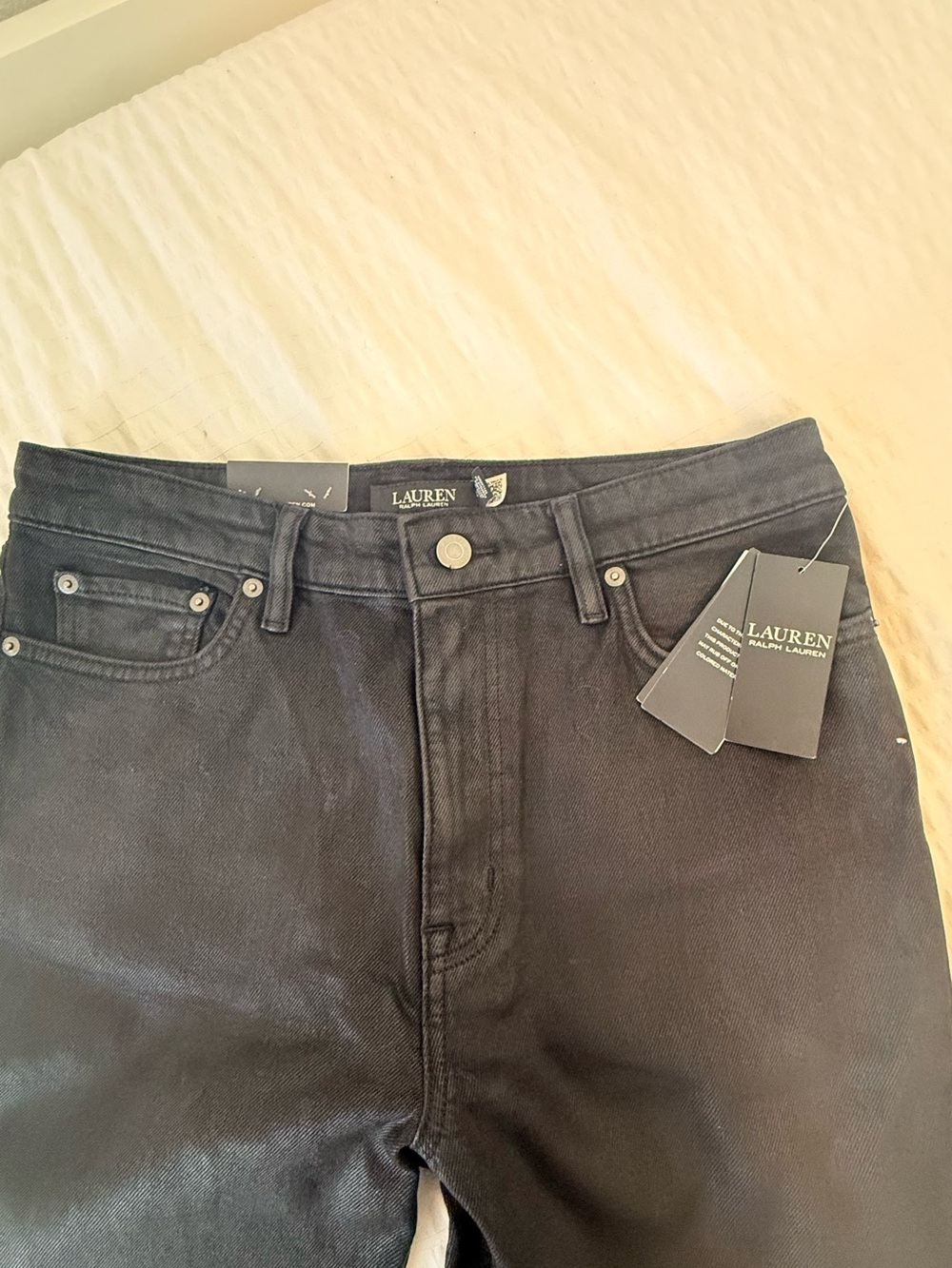 Lauren Ralph Lauren High Rise Bootcut Coated Black Jeans Women's Size 12 NWT - Picture 4 of 7